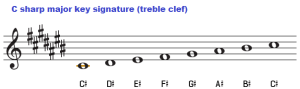 The key of C sharp major, chords